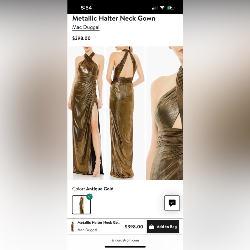 Mac Duggal halter neck metallic dress